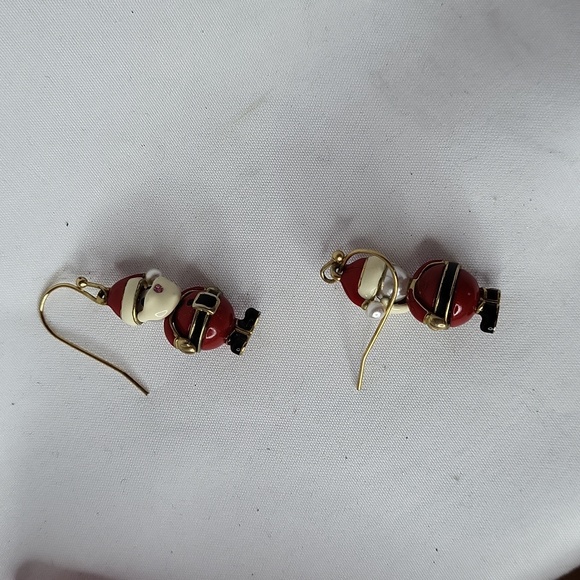 Santa Claus Earrings enamel pearl holiday wear - Picture 4 of 10